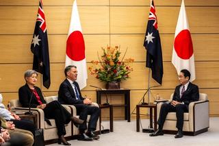 Australia’s Foreign Minister Penny Wong and Deputy Prime Minister and Defence Minister Richard Marles meet with Japan’s Prime Minister Fumio Kishida in Tokyo, December 2022. 